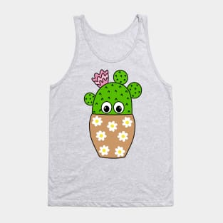 Cute Cactus Design #272: Cactus In Pretty Daisy Jar Planter Tank Top